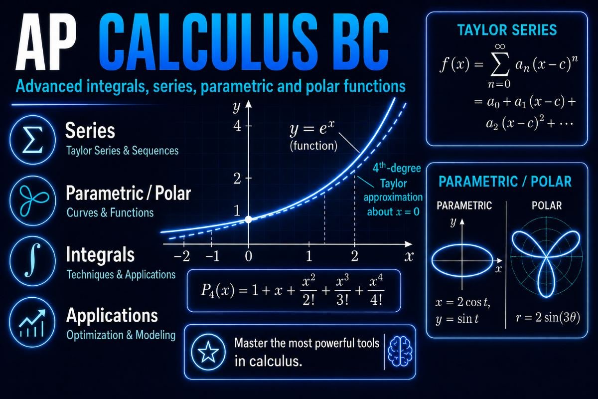 AP Calculus BC concepts including series, parametric and polar functions, and integration