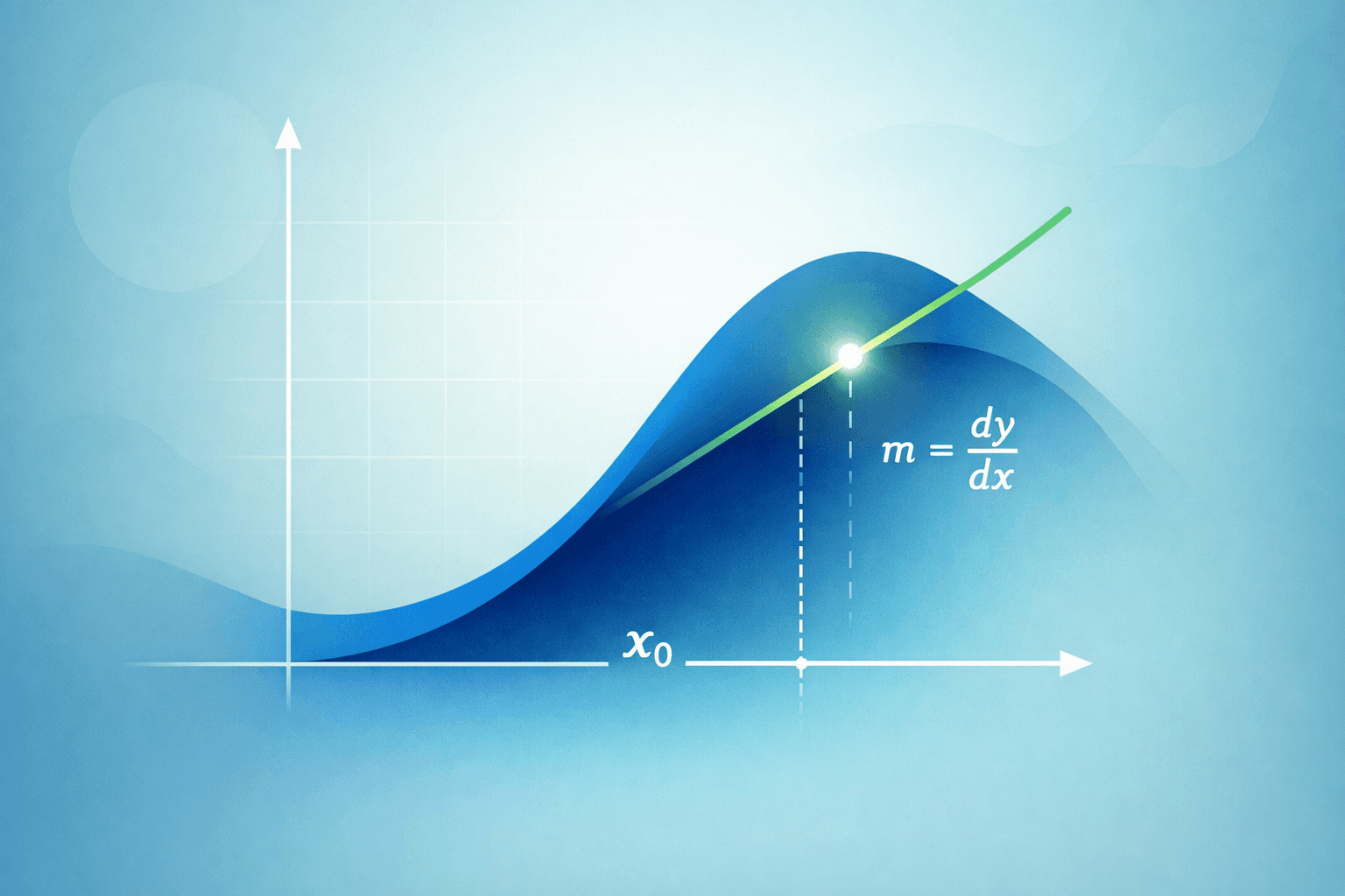 Abstract calculus illustration with curve and tangent line