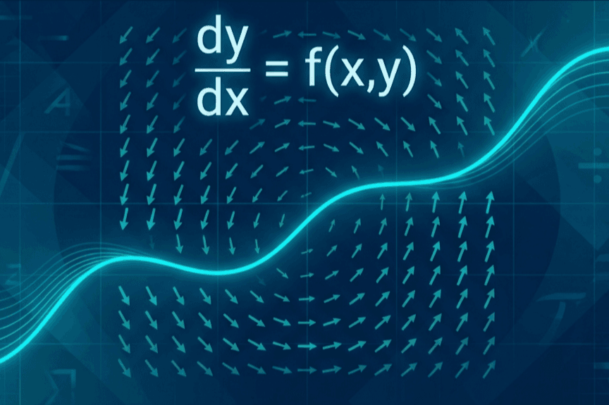 Differential equations slope field with solution curve