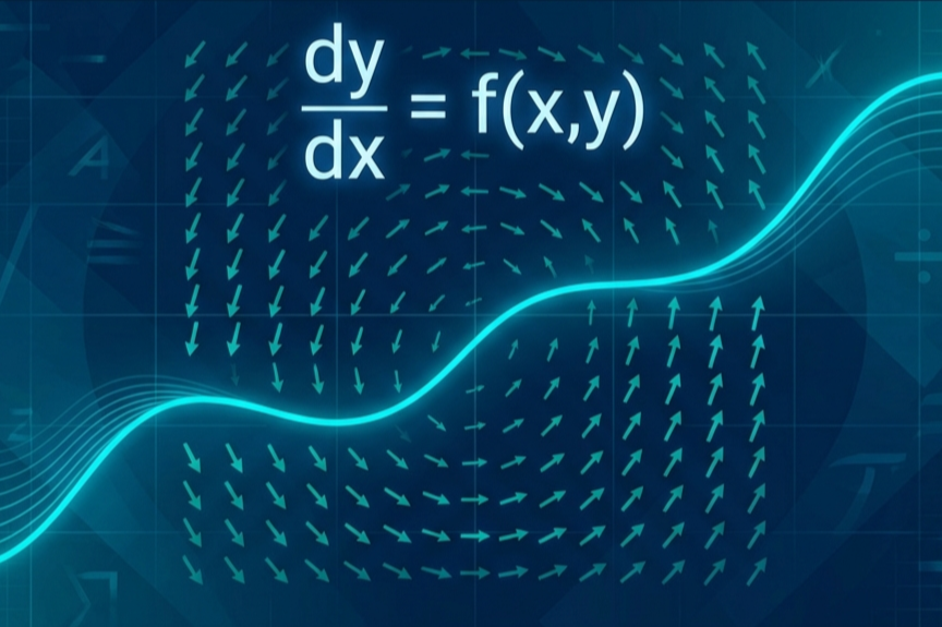 Differential equations slope field with solution curve
